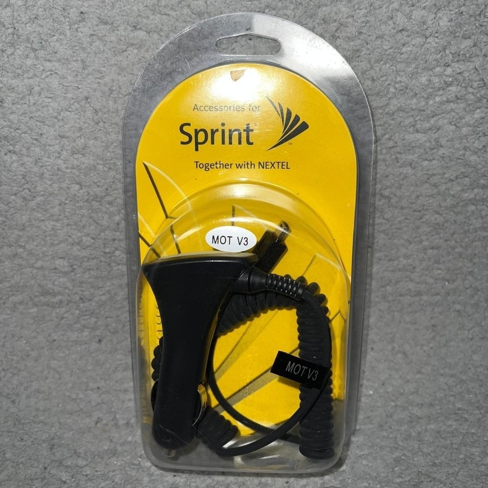 NIB Sprint Car Charger Motorola Razr V3 Mobile Phone Micro USB Power Adapter VTG